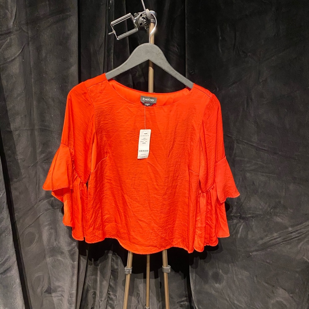 Bebe 3/4 sleeve tiered ruffle sleeve top size XXS